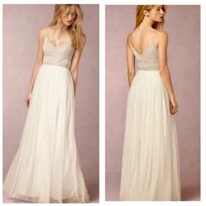 Adrianna Papell by BHLDN Ivory /beige Beaded gown